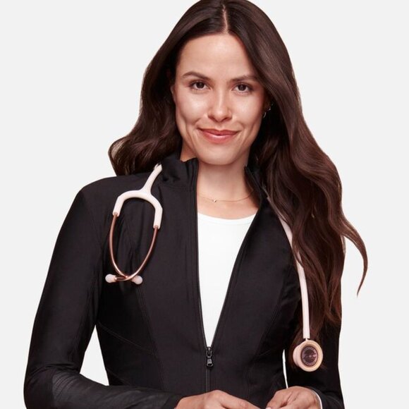 Cherokee "FORM" Uniforms Ladies Black Mesh Panel Zip Front Scrub Jacket - Picture 1 of 17